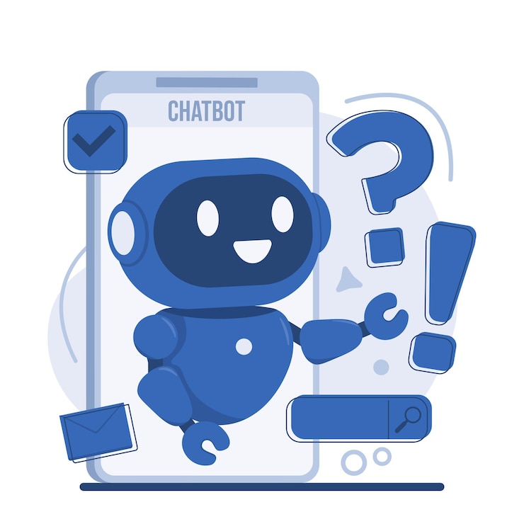 Vector servicio de chatbot de ia para soporte al cliente de chatbot instantáneo ilustración vectorial de un bonito robot plano