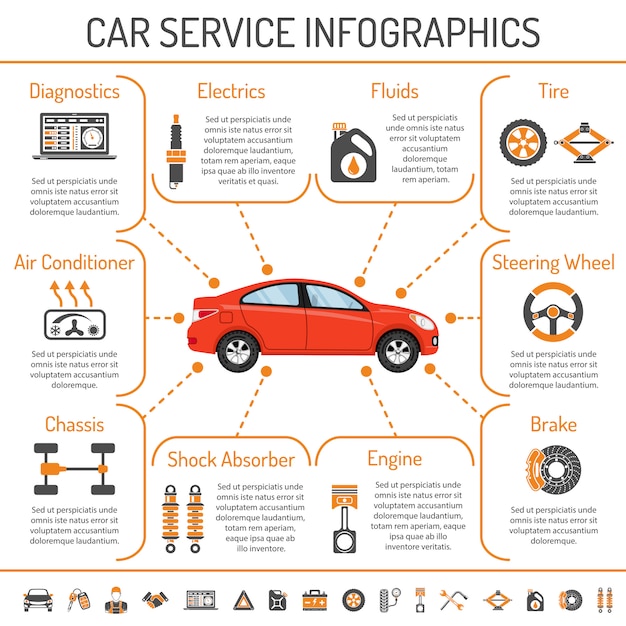 Vector servicio de coche infografía
