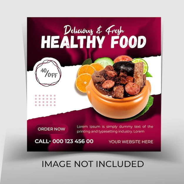 Servicio de comida saludable para publicación en redes sociales o plantilla de banner web Diseños vectoriales premium