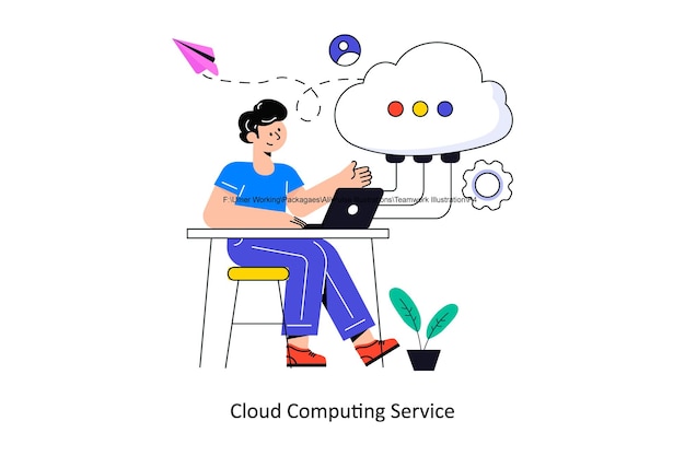 Servicio de computación en la nube diseño de estilo plano ilustración vectorial ilustración de stock