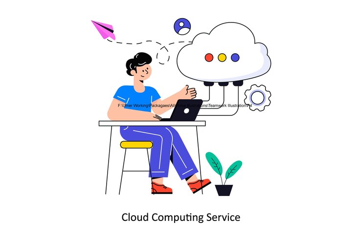 Vector servicio de computación en la nube diseño de estilo plano ilustración vectorial ilustración de stock