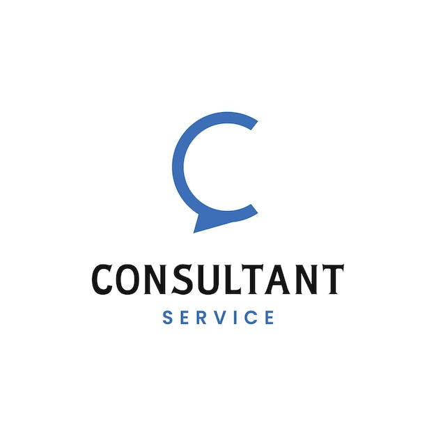 Servicio de consultor de ilustración Letra inicial simple C con logotipo de símbolo de chat