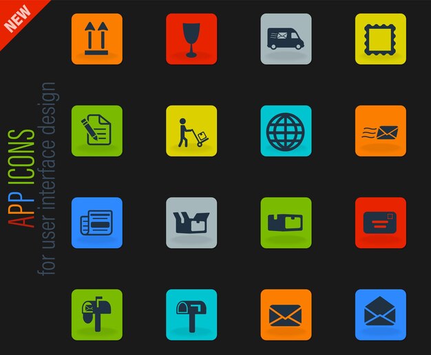 Servicio de correos simplemente iconos