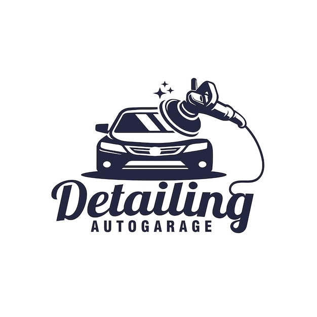 servicio de detallado de automóviles logotipo monocromático ilustración gráfica vectorial