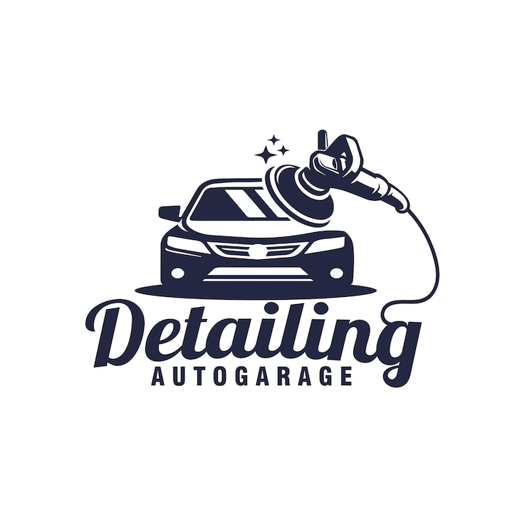 Vector servicio de detallado de automóviles logotipo monocromático ilustración gráfica vectorial