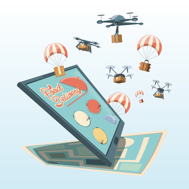 Servicio de drones set iconos iconos vectoriales ilustración