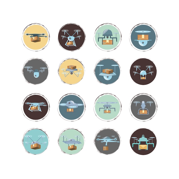 servicio de entrega de alimentos establece iconos ilustración de vector de icono