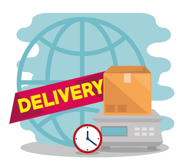 servicio de entrega con caja en medida de escala