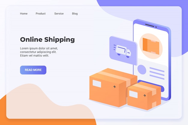 Servicio de entrega con concepto de campaña de envío en línea para plantilla de sitio web