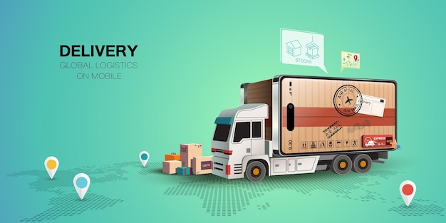 Servicio de entrega en línea Seguimiento de pedidos en línea Entrega en casa y en la oficina Comercio electrónico Servicio de seguimiento Camión