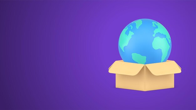 Servicio de entrega logística global compras en línea paquetes de transporte en todo el mundo vector de íconos 3D