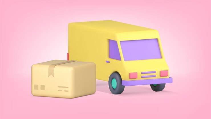 Vector servicio de entrega de paquetes en camiones de mensajería ilustración vectorial realista de íconos en 3d