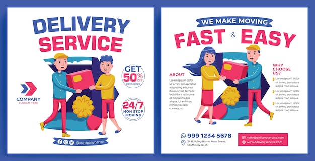 Servicio de entrega Promoción Feed Instagram en estilo de diseño plano