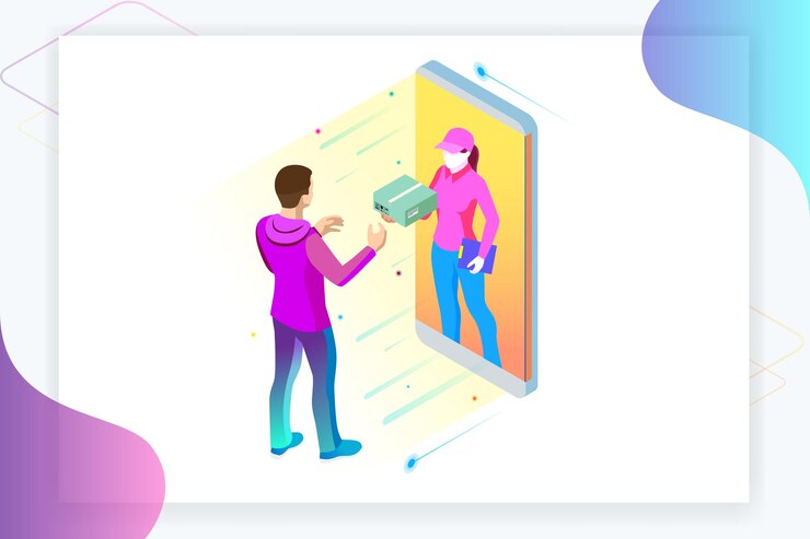 Vector servicio de entrega rápida isométrica, entrega en línea, compras en línea, concepto de banner web de instrumentos financieros. ilustración vectorial moderna sitio web enemigo o préstamos.