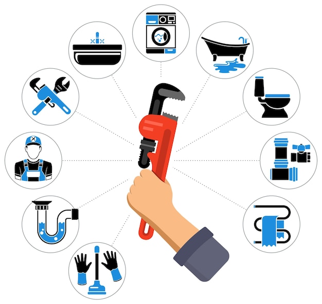 Vector servicio de fontanería infografía