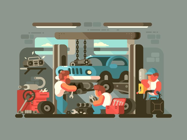 Vector servicio de garaje automático