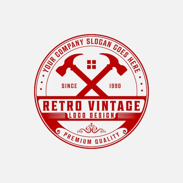 Servicio de herramientas de construcción y reparación manitas retro vintage logo vector diseño