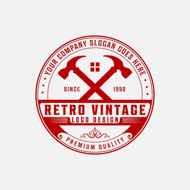 Servicio de herramientas de construcción y reparación manitas retro vintage logo vector diseño