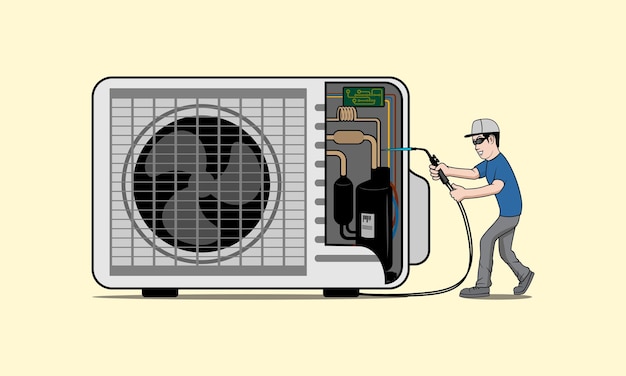 Servicio hvac con ilustración de diseño de personajes