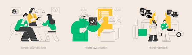 Servicio legal e investigación concepto abstracto ilustraciones vectoriales