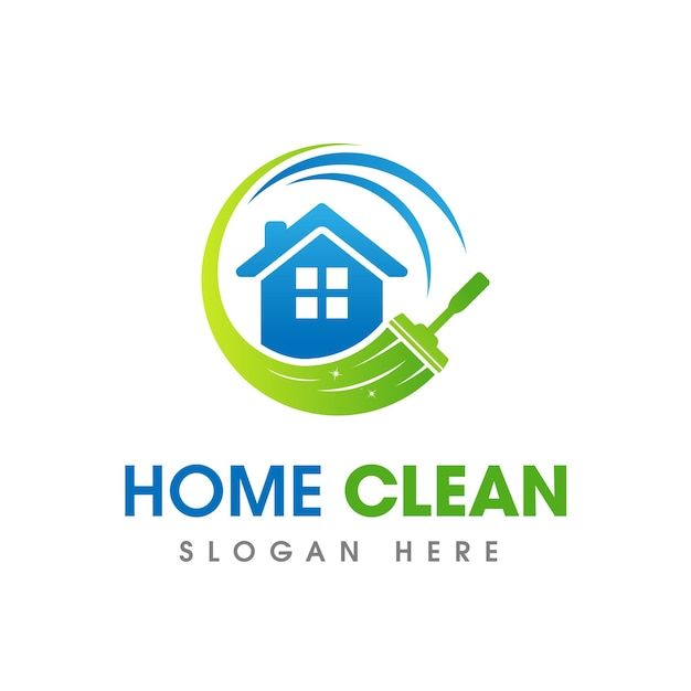 Servicio de limpieza de la casa Símbolo del logotipo de la empresa Diseño de iconos plantilla