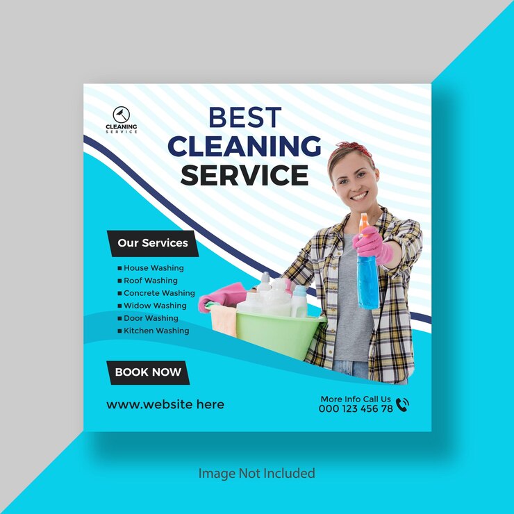 Servicio de limpieza del hogar Redes sociales e Instagram Publicación o diseño de plantilla Vector premium