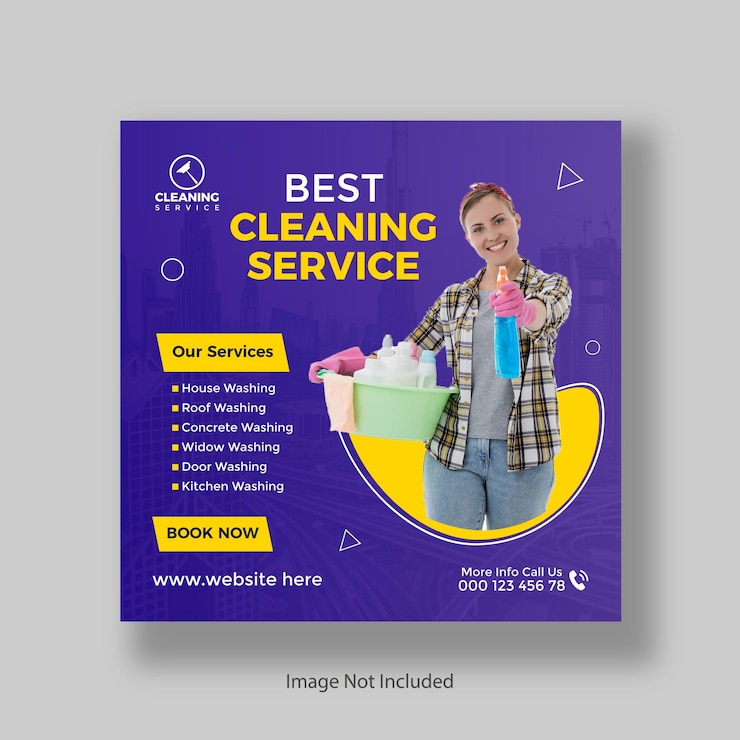 Servicio de limpieza del hogar Redes sociales e Instagram Publicación o diseño de plantilla Vector premium