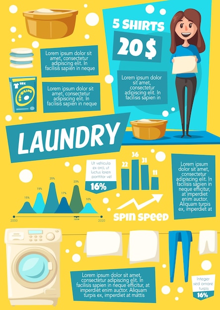 Vector servicio de limpieza y lavandería de lavadoras