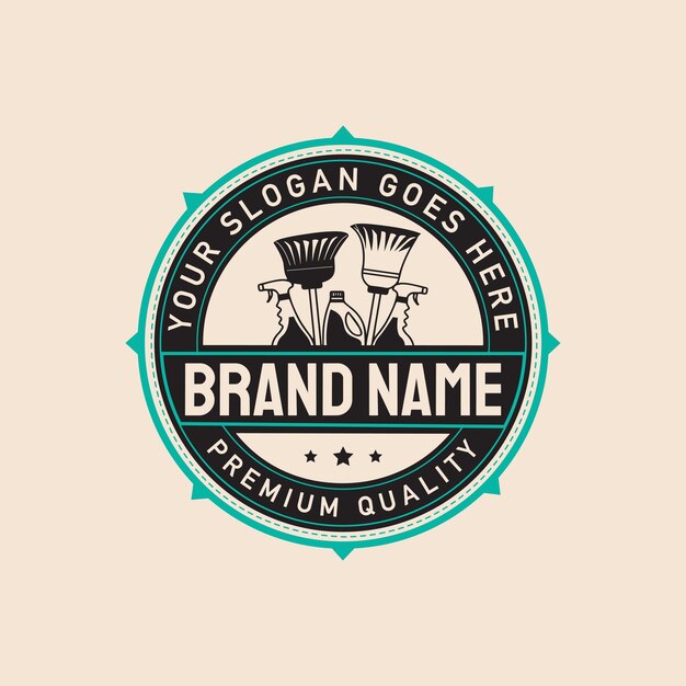 Servicio de limpieza limpiador limpio diseño de logotipo vintage retro