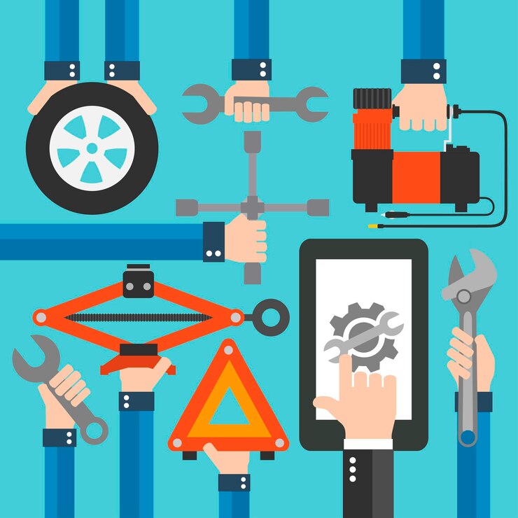 Vector servicio en línea de coche moderno diseño plano ilustración vectorial