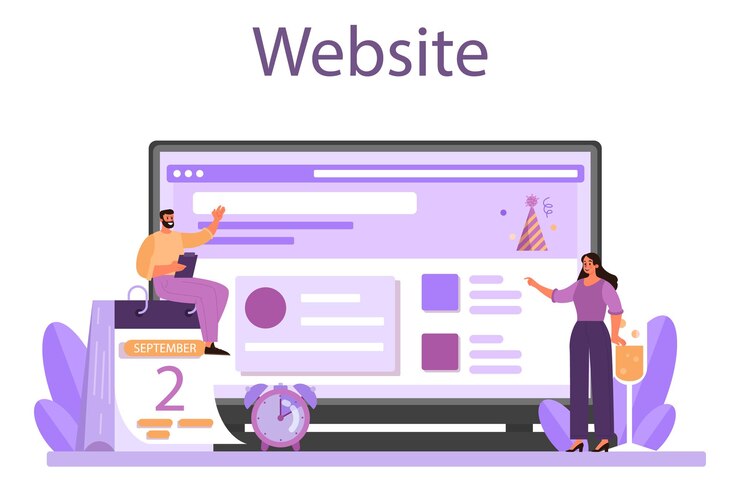 Vector servicio en línea de gestión de eventos o ilustración de vector de plataforma