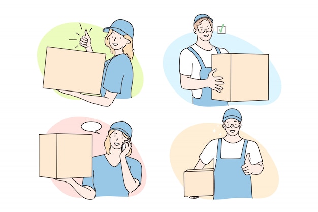 Servicio de mensajería internacional, concepto de conjunto de entrega