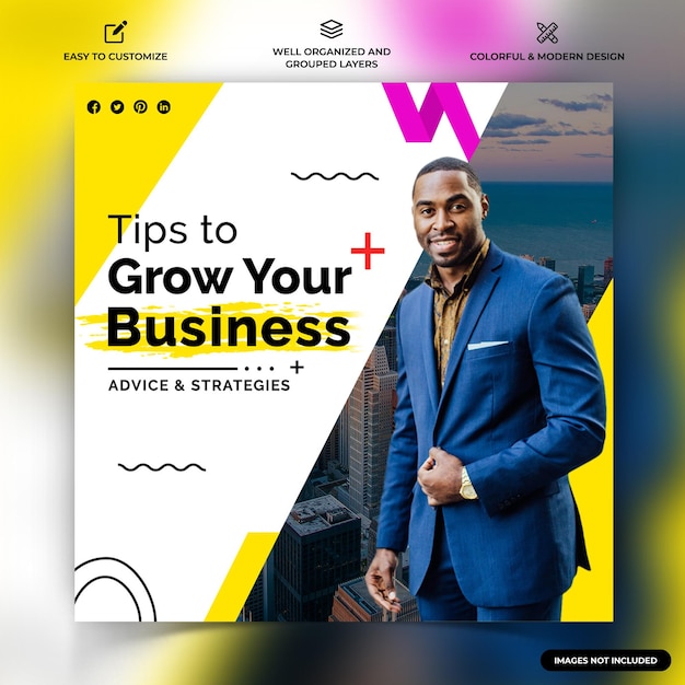 Servicio de negocios Instagram publicación en redes sociales plantilla de banner web vector premium