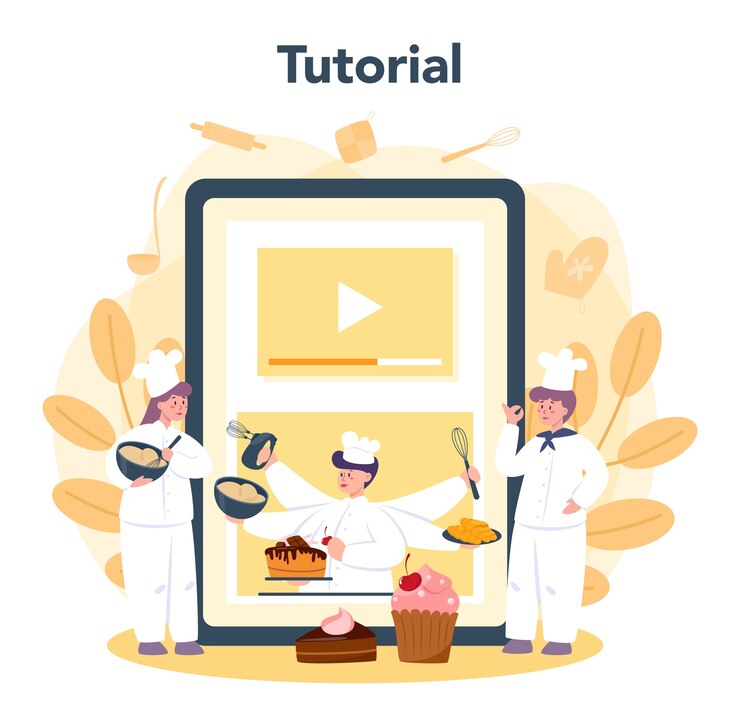 Vector servicio o plataforma en línea de pastelería