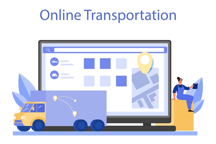 Vector servicio o plataforma en línea del servicio de logística y entrega