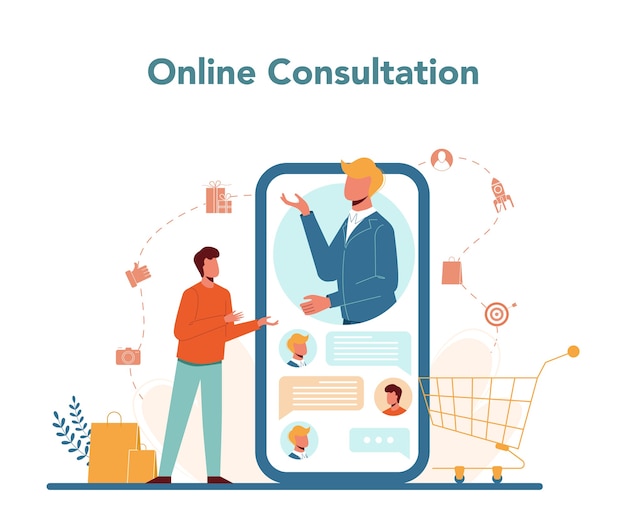 Servicio o plataforma online de marketing en diseño plano