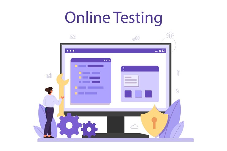 Vector servicio o plataforma de prueba de software en línea