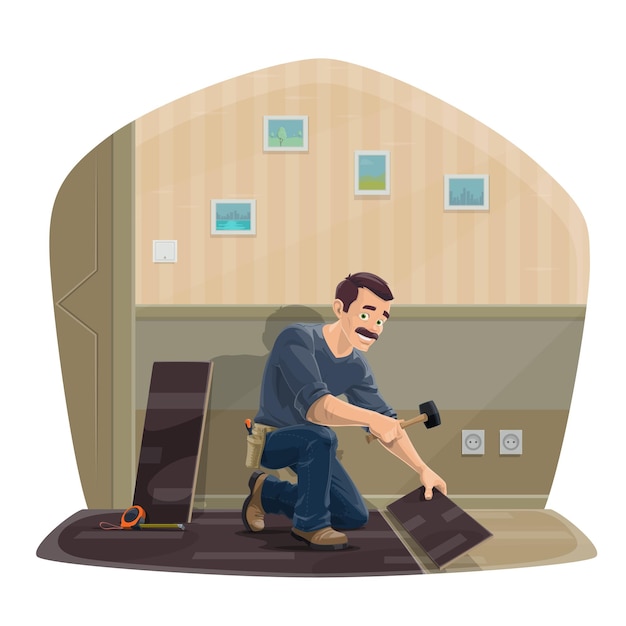 Servicio de pisos laminados Trabajador con herramientas