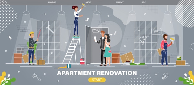 Servicio de renovación de apartamentos Sitio web plano