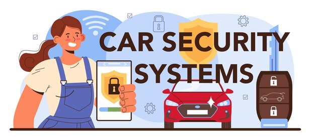 Servicio de reparación de automóviles de cabecera tipográfica de sistemas de seguridad de automóviles