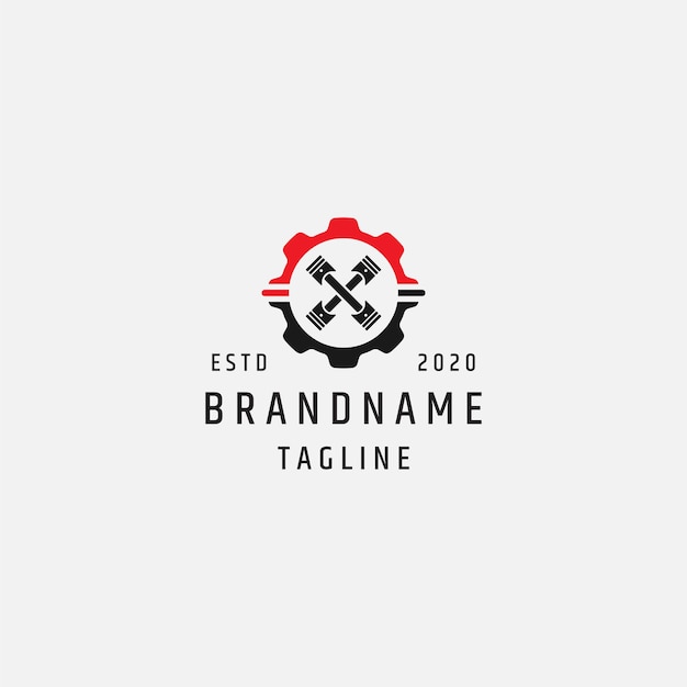 Servicio de reparación. Plantilla de logotipo de ajuste y pistones