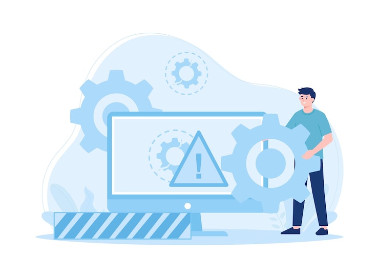 Vector servicio de resolución de problemas informáticos concepto de tendencia ilustración plana