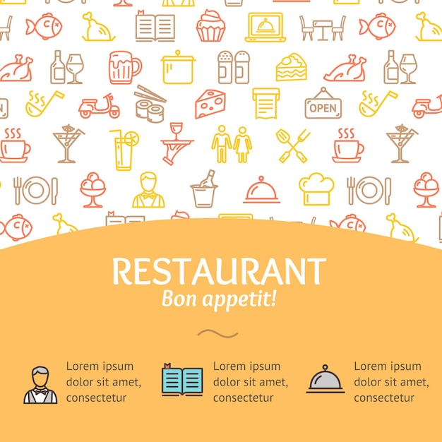 Servicio de restaurante Bon Appetit Concepto Infografía Banner Vector