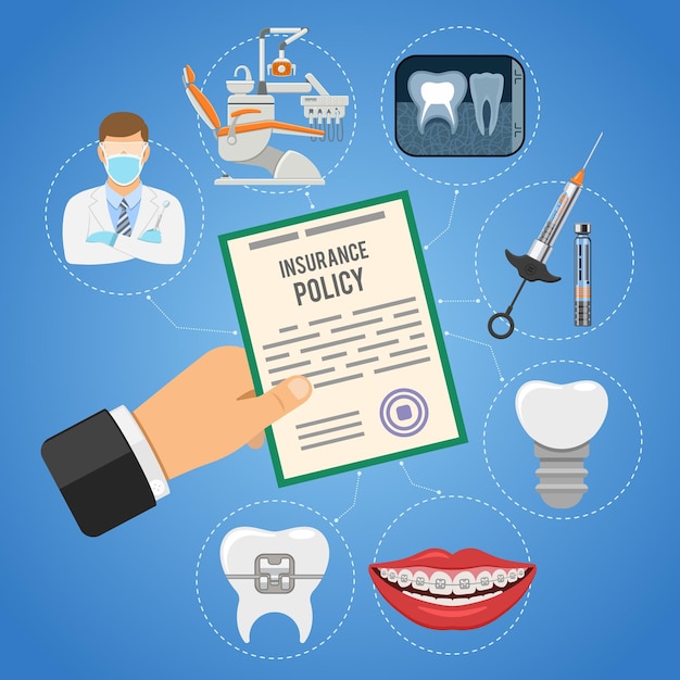 Servicio de seguro dental con póliza de seguro y dentista