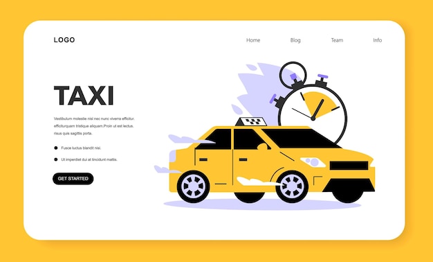 Vector servicio de taxi banner web o página de inicio pedido de taxi en línea en móvil