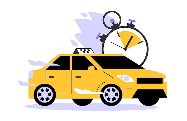 Servicio de taxi Orden de taxi en línea en una aplicación móvil Taxi amarillo