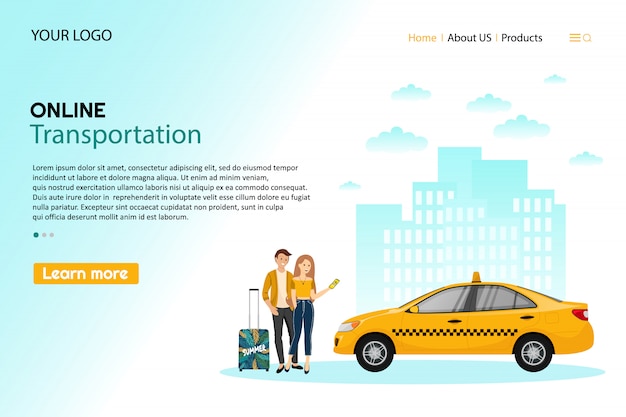 Vector servicio de taxi. teléfono móvil con aplicación de taxi y taxi amarillo. las personas que usan pedidos en línea de taxis compartiendo el concepto de aplicación móvil, la aplicación de servicio de transporte de vehículos compartidos.