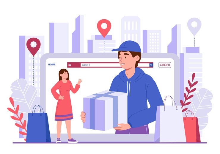 Vector servicio de venta en línea