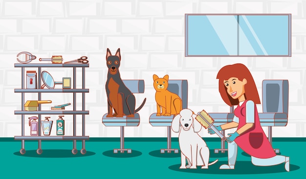 Vector servicio veterinario set iconos