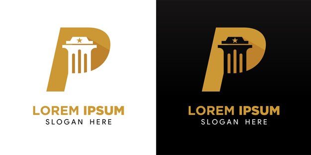 Servicios de abogado de la firma de abogados de vectores, logotipo de emblema de lujo y atractivo